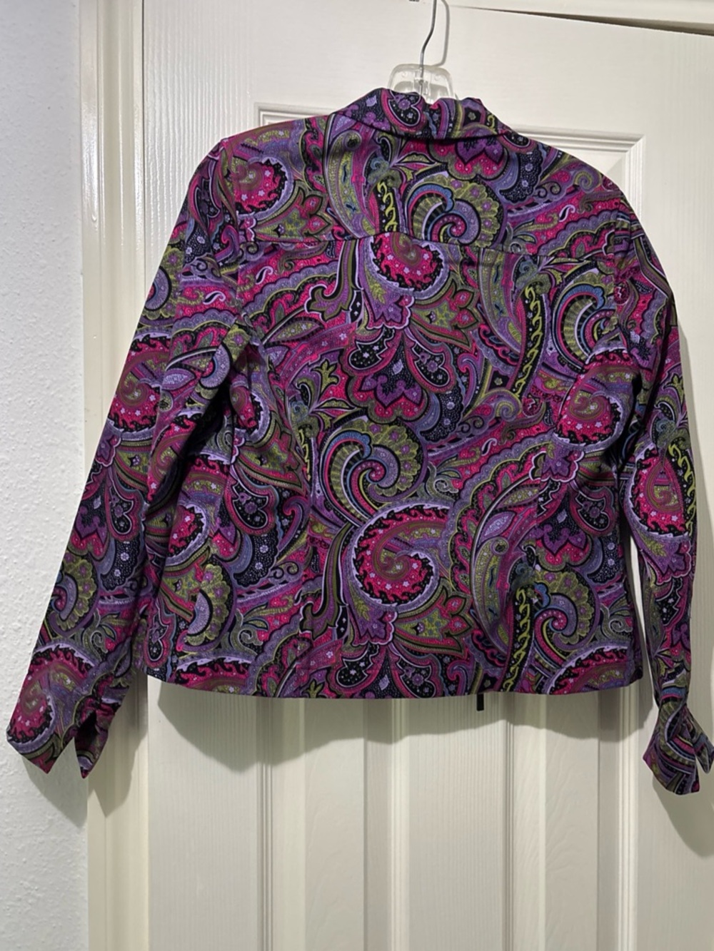 Jones New York Country Purple Paisley Zip-Front Jean Jacket Size XS Artsy - Picture 4 of 7